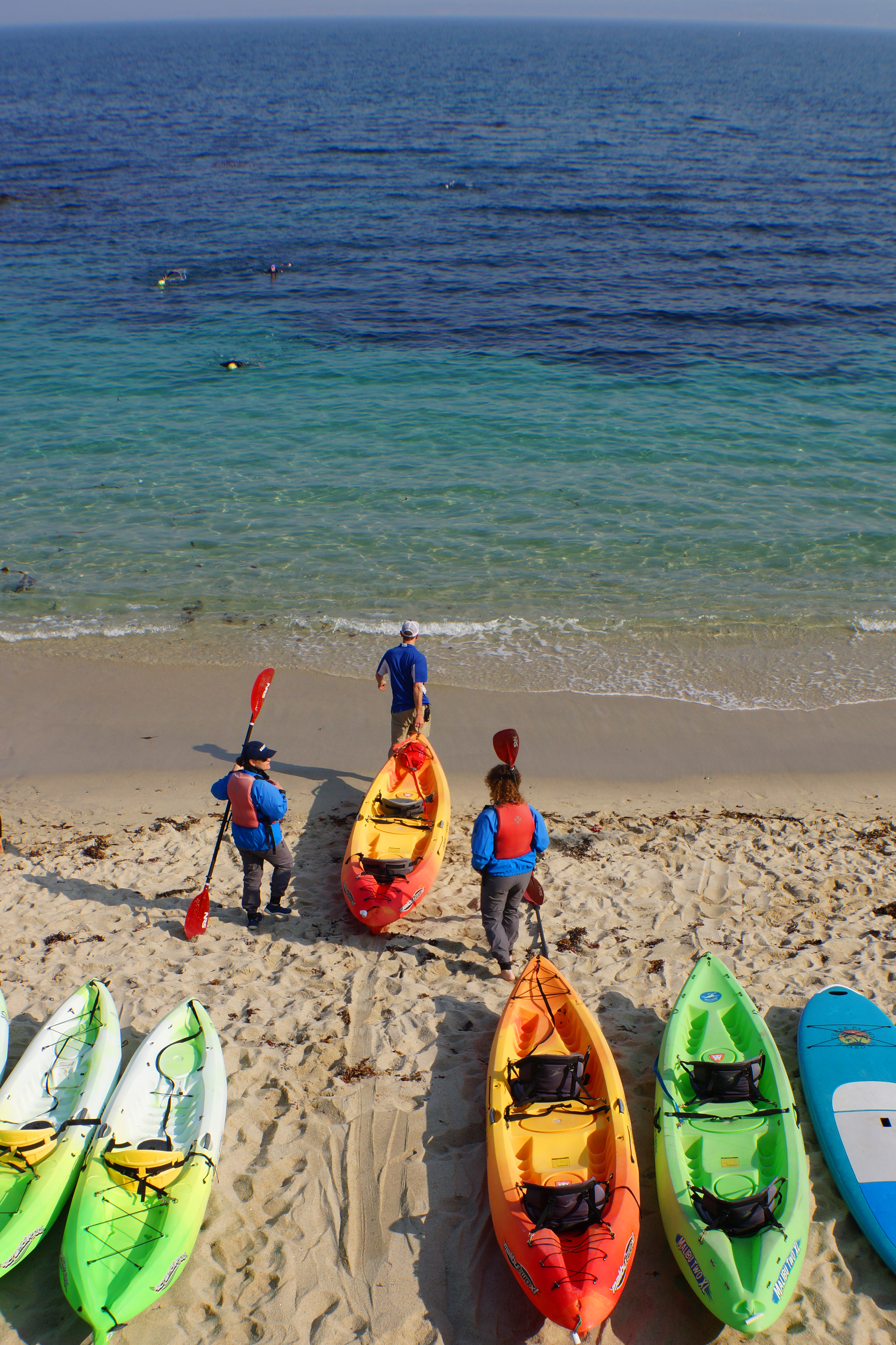 family kayaking